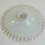Vintage lampshade in white opaline glass with a transparent serrated edge – Globe