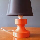 60s/70s lamp in red/orange lacquered wood
