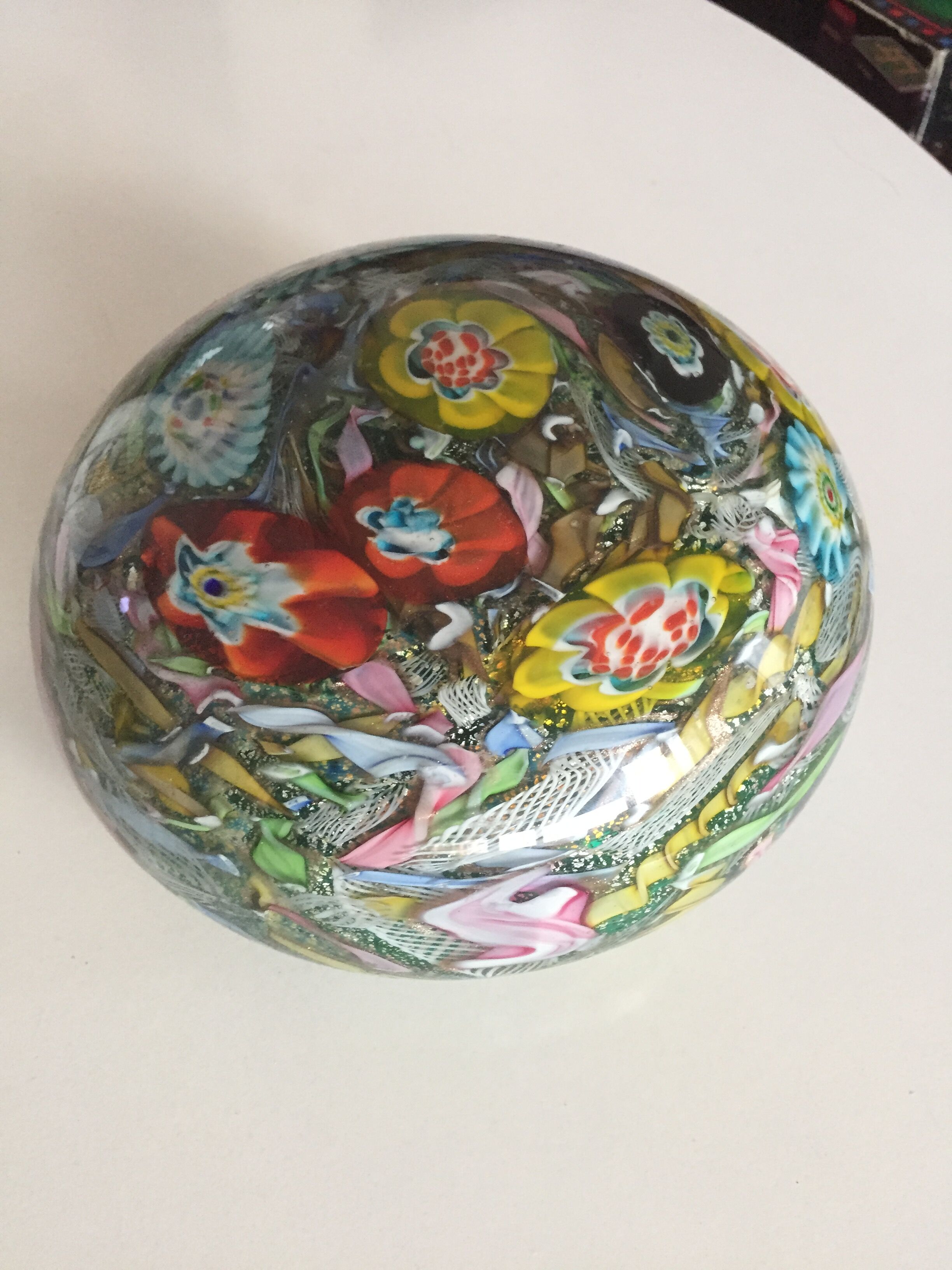 Sulfur millefiori Murano press crystal paper