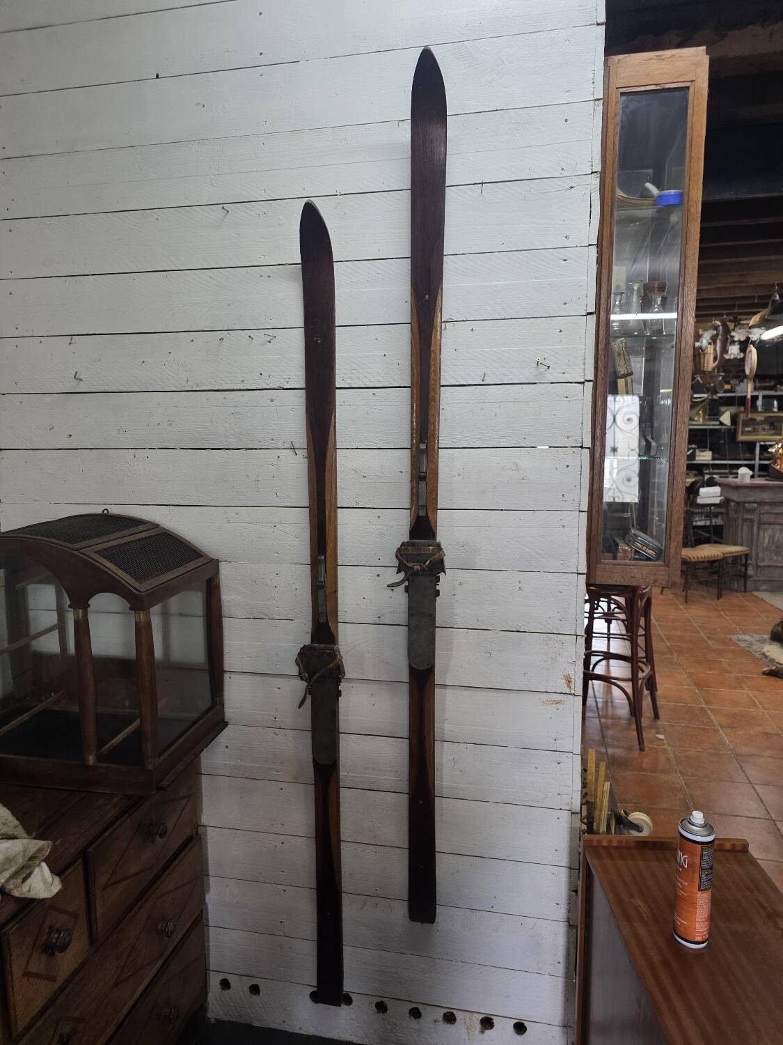 Pair of wooden skis from the 1940s