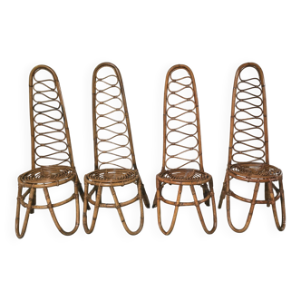 Set of 4 bamboo chairs produced by Bonacina, 1960
