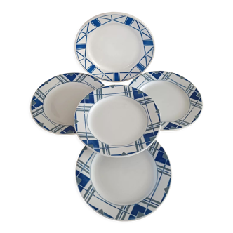 Lot de 5 assiettes terre de fer dépareillées