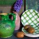 Five dessert plates Orchis-Moulin des Loups vintage checkered décor