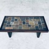 Brutalist Style Slate Tile Inlay Coffee Table, Belgium, 1970s