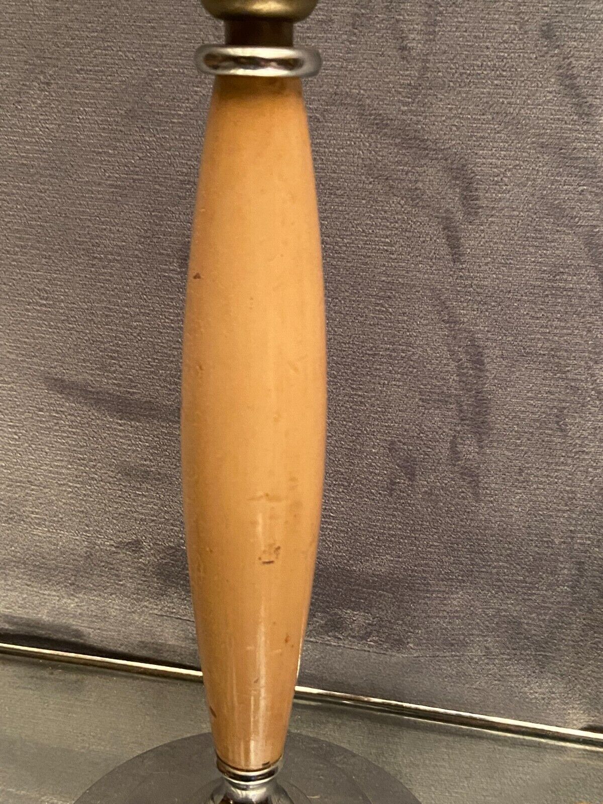 Wooden lamp foot on chromed metal frame design 1930-1950