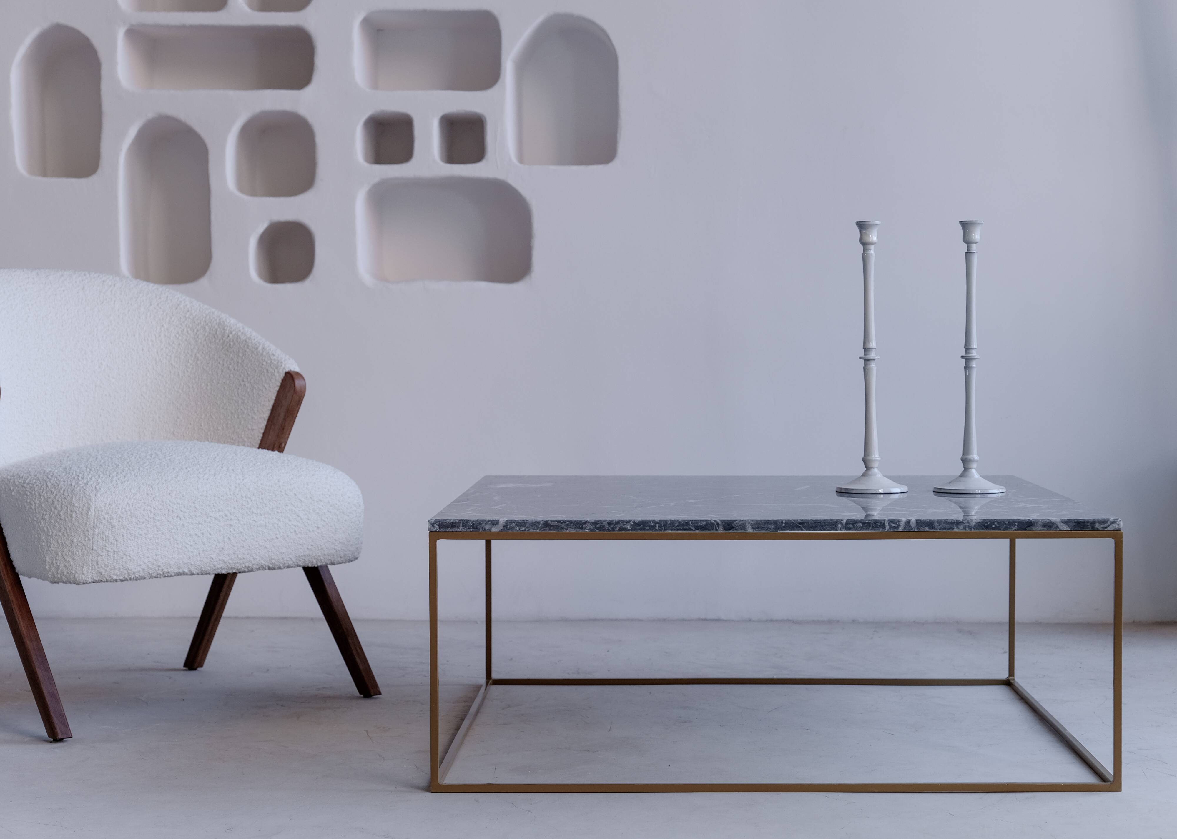 Rectangular coffee table in grey marble Emperador