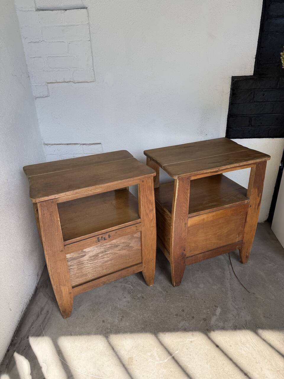 Pair of oak bedside tables 1950