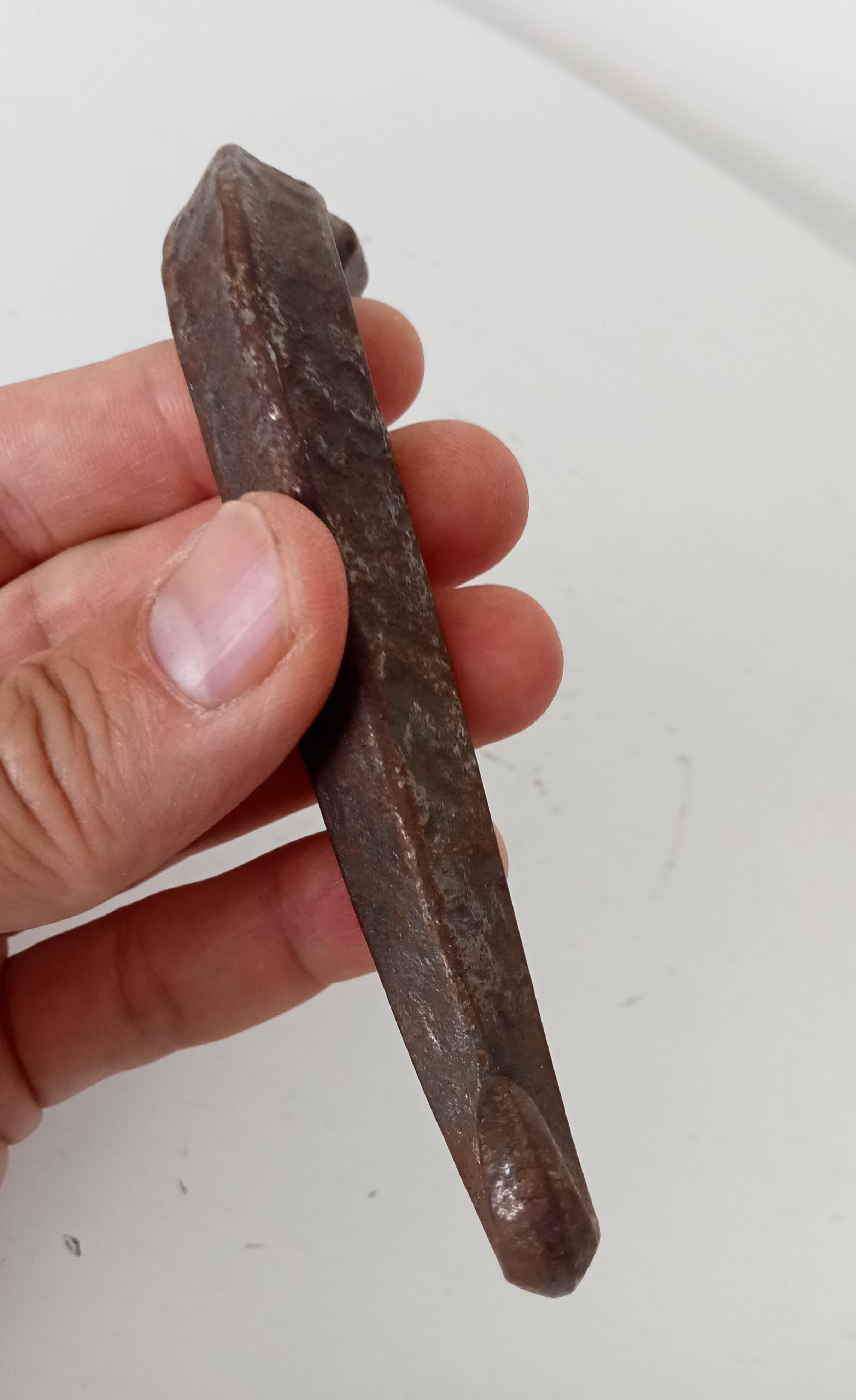 19th-century antique door handle in forged steel