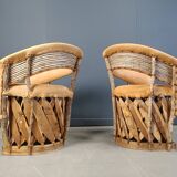 Vintage art populaire mexican dining chairs set of 6, 1970s