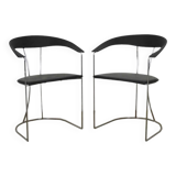 2 chaises en cuir et chrome italiennes