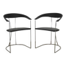 2 chaises en cuir et chrome italiennes