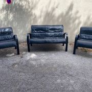 Sofa and pair of armchairs "Model Polhem" by Swedish designer Tod Bjorklund for Ikea 1980.
