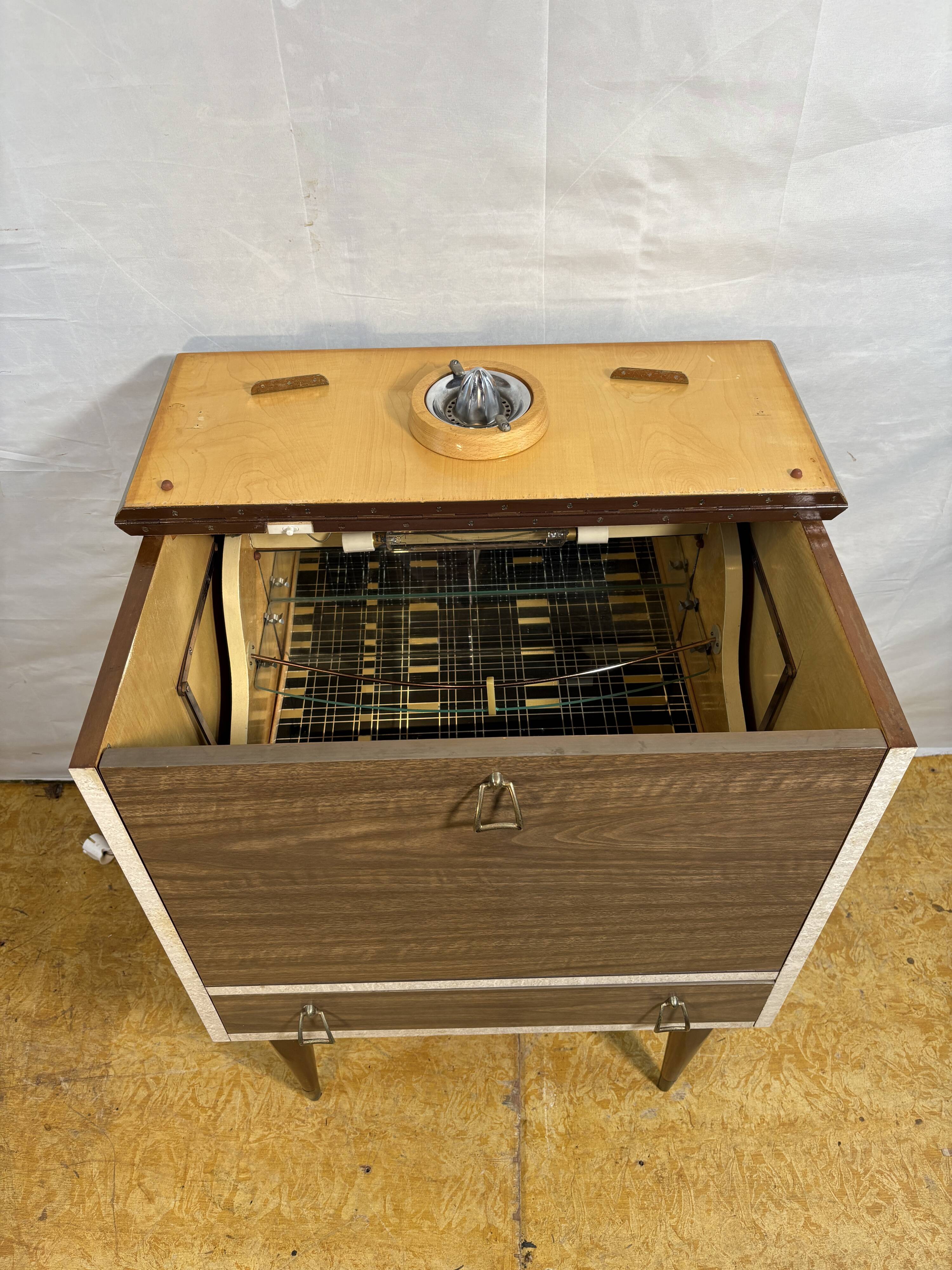 Mid Century Retro Teak & Lamination Cocktail Bar Cabinet (Circa 1950–1960)