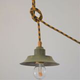 Green lamp and wooden support