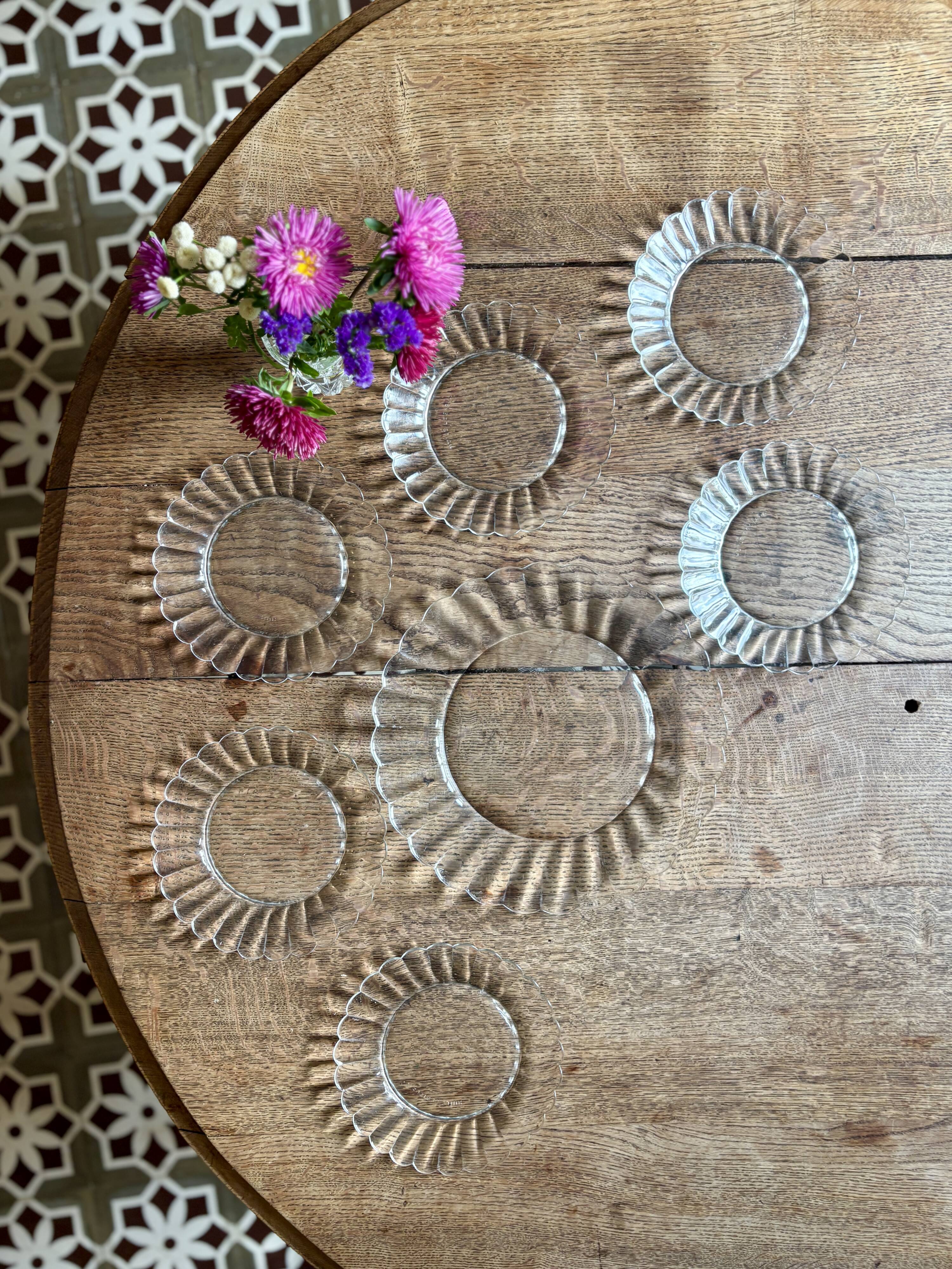 Vintage dessert service in clear glass