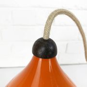Scandinavian drop pendant light in orange, opaline and teak glass, 1960