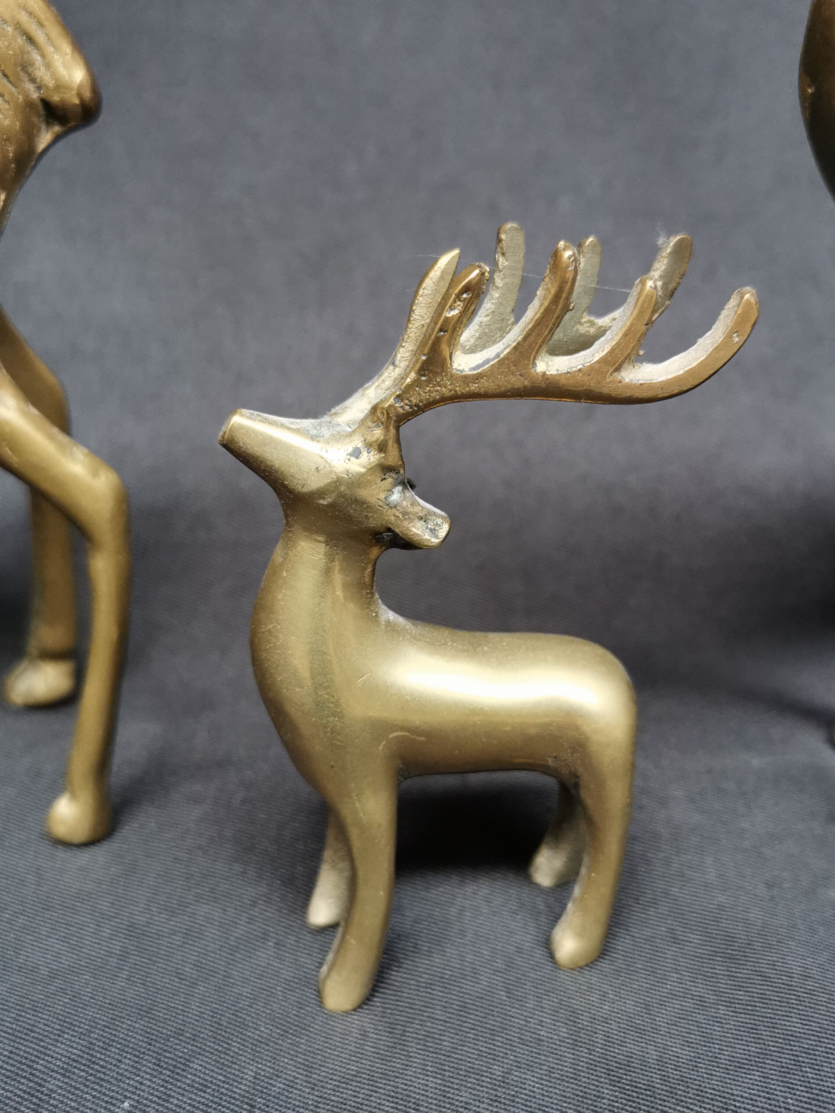 3 vintage animals deco / Brass Deer