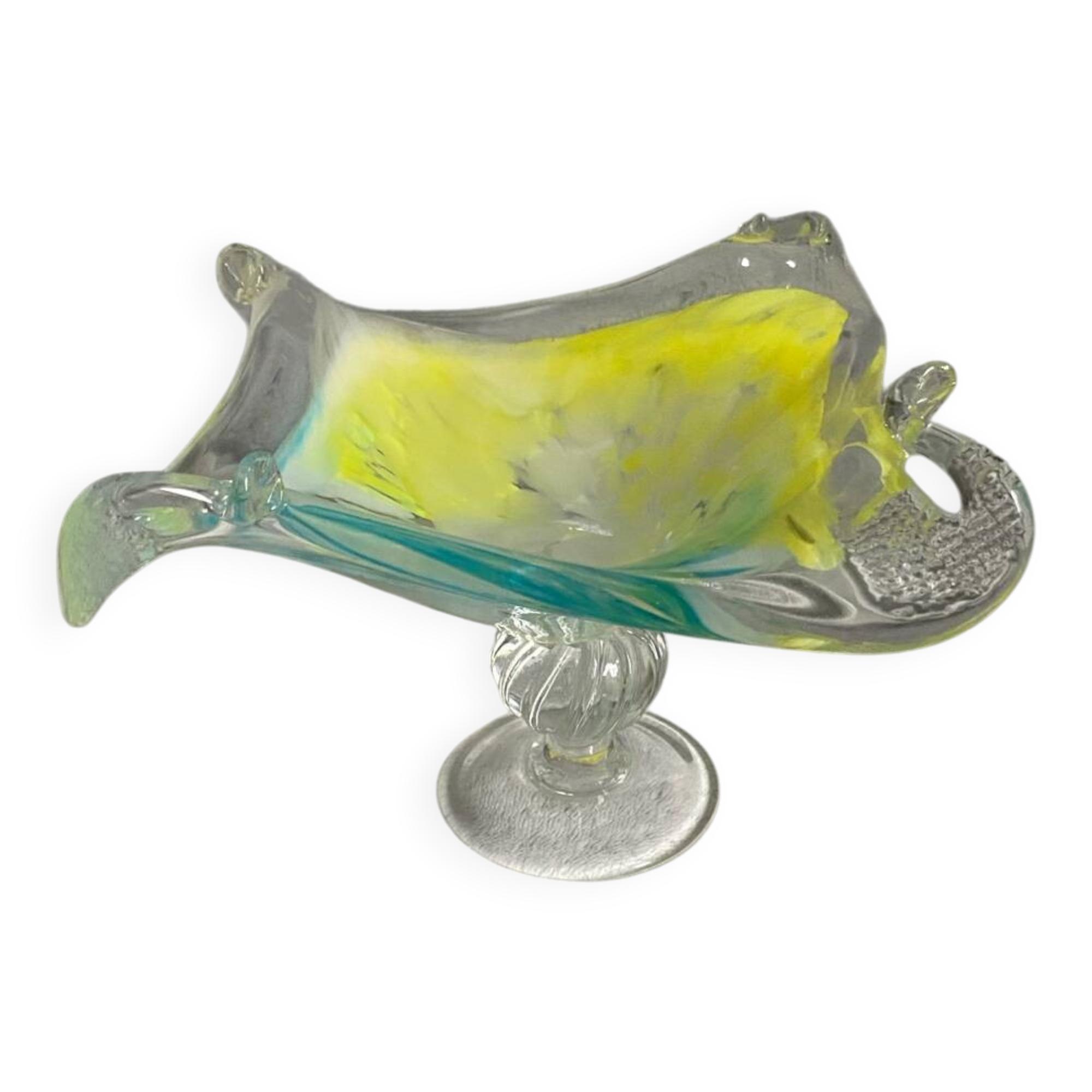 Centre de table sur pied en verre soufflé