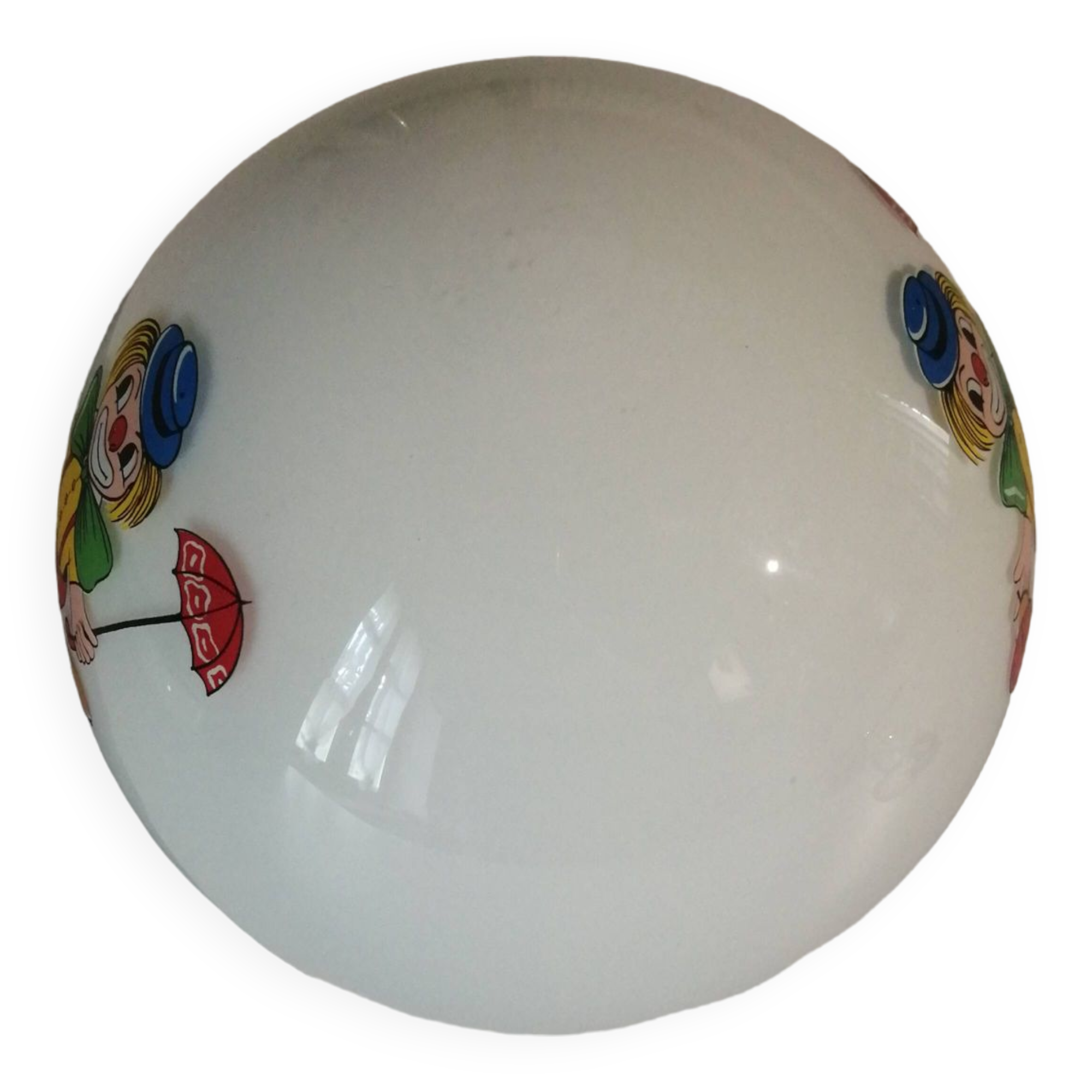 Opaline ball lamp with vintage clown pattern 1960