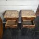 Pair of Louis XV style curved bedside tables in marquetry