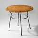 Table basse avec plateau rond en rotin, années 1950