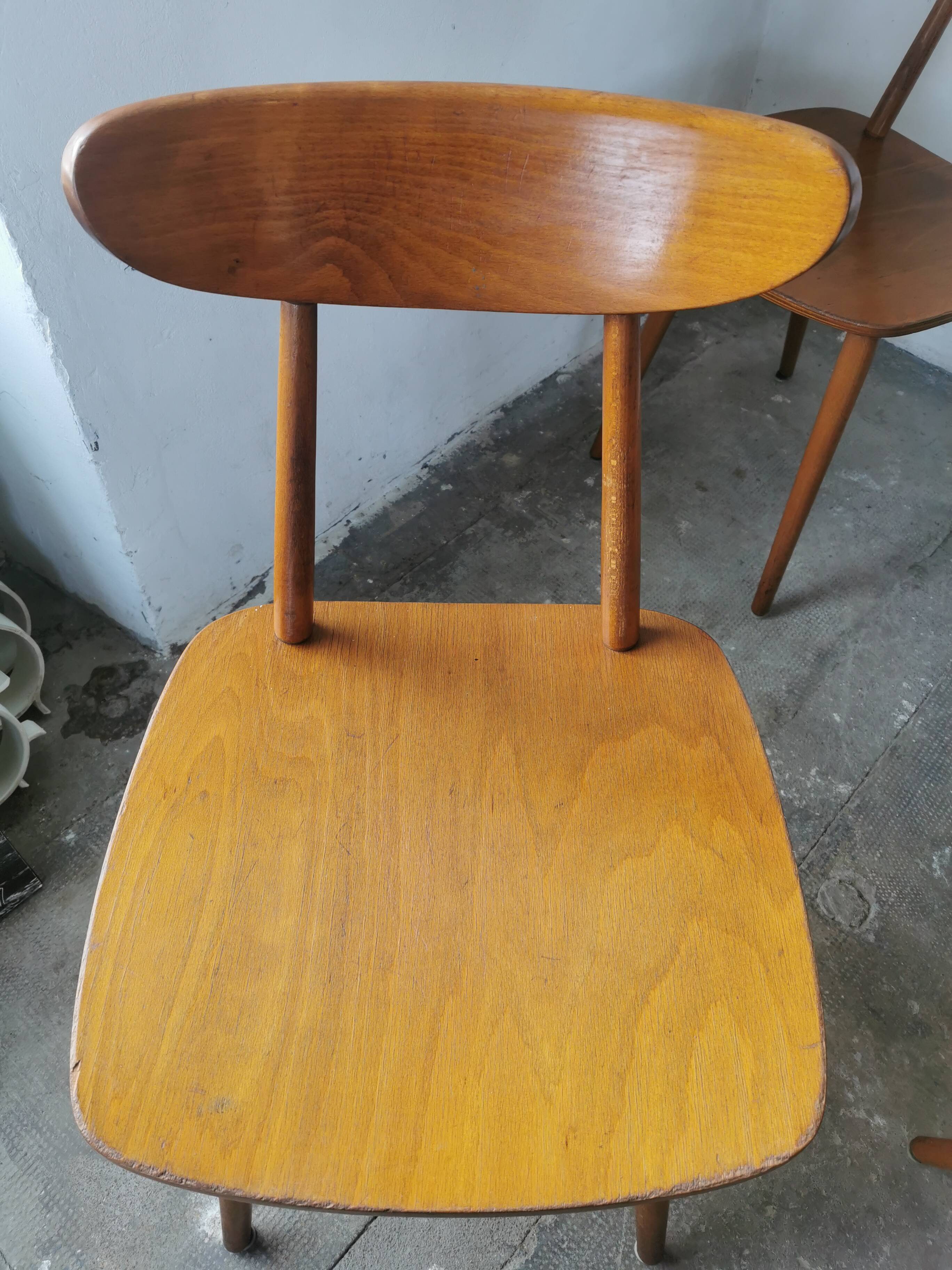 Set of 6 Hiller chairs, vintage bistro