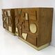 Brutalist Italian Ash Tree and Brass Chests of Drawers, Two