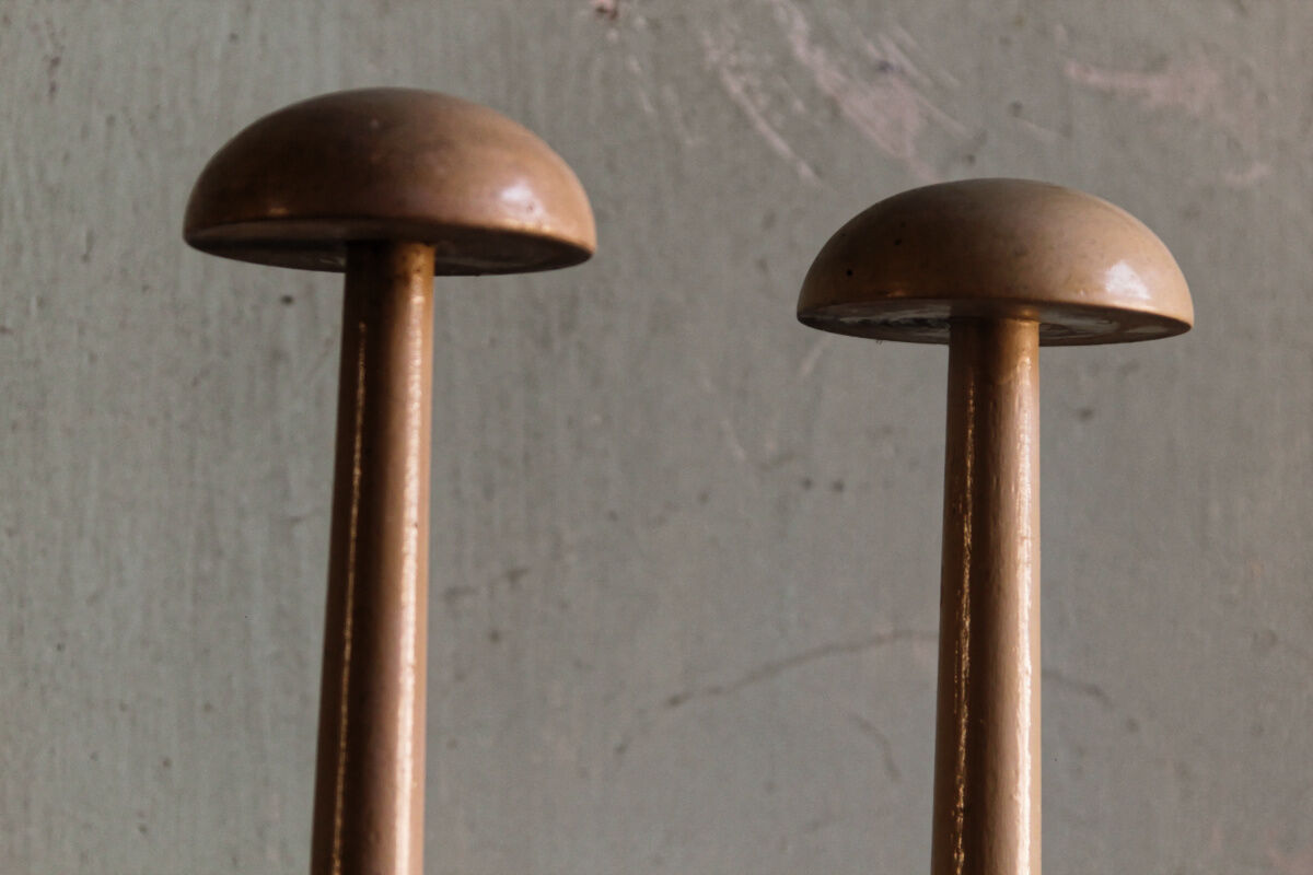 3 wooden hats turned, art deco