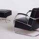 Bauhaus Armchair with Stool in Chrome attributed to Mücke-Melder, Czech, 1930s, Set of 2