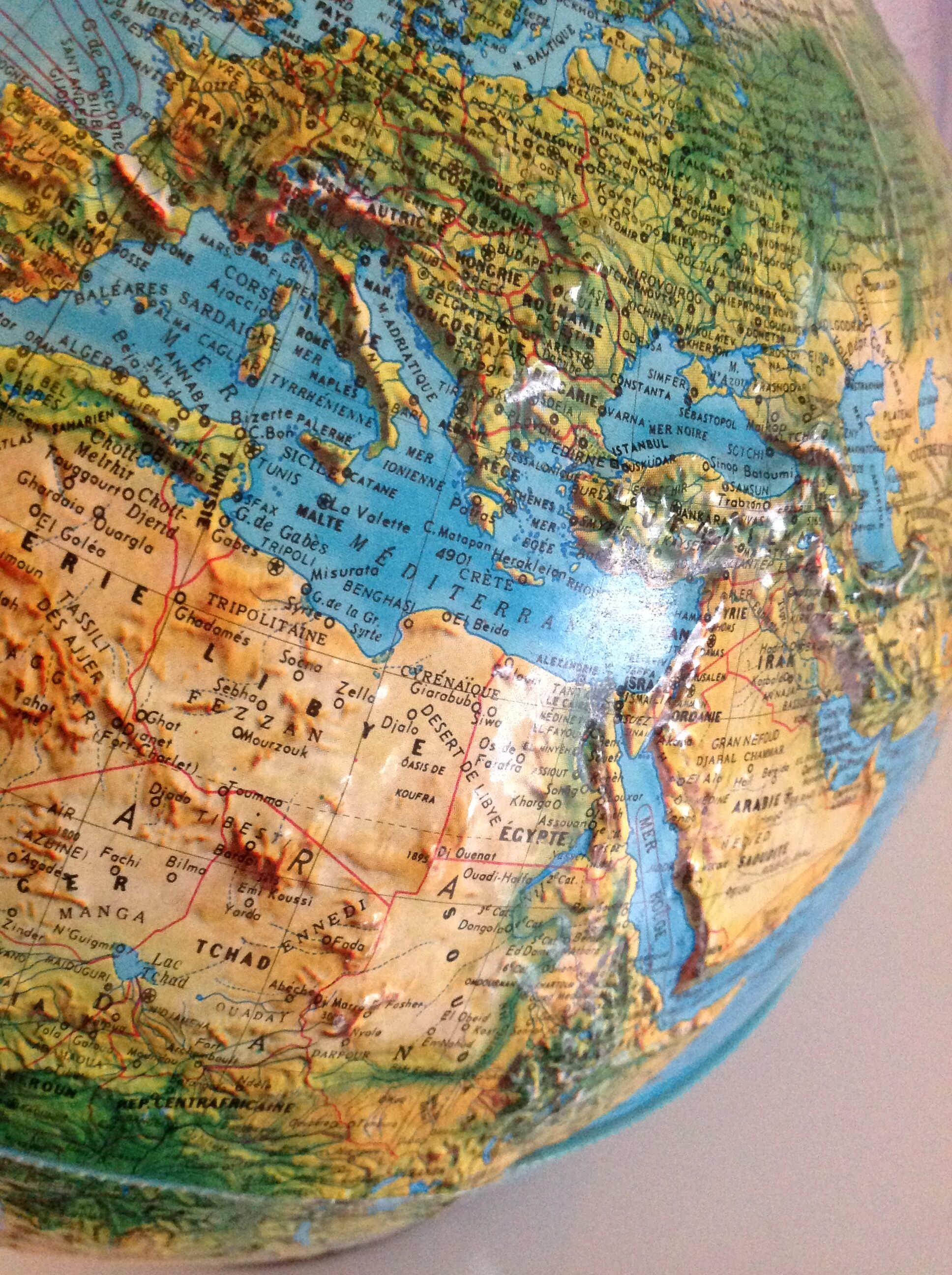 Globe in bright relief Rico Italy vintage 60s-70s