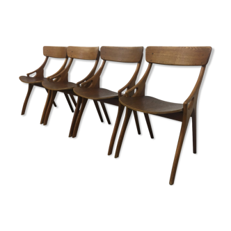 Jeu de 4 chaises de salle a manger danois Arne Hovmand Olsen 1950's