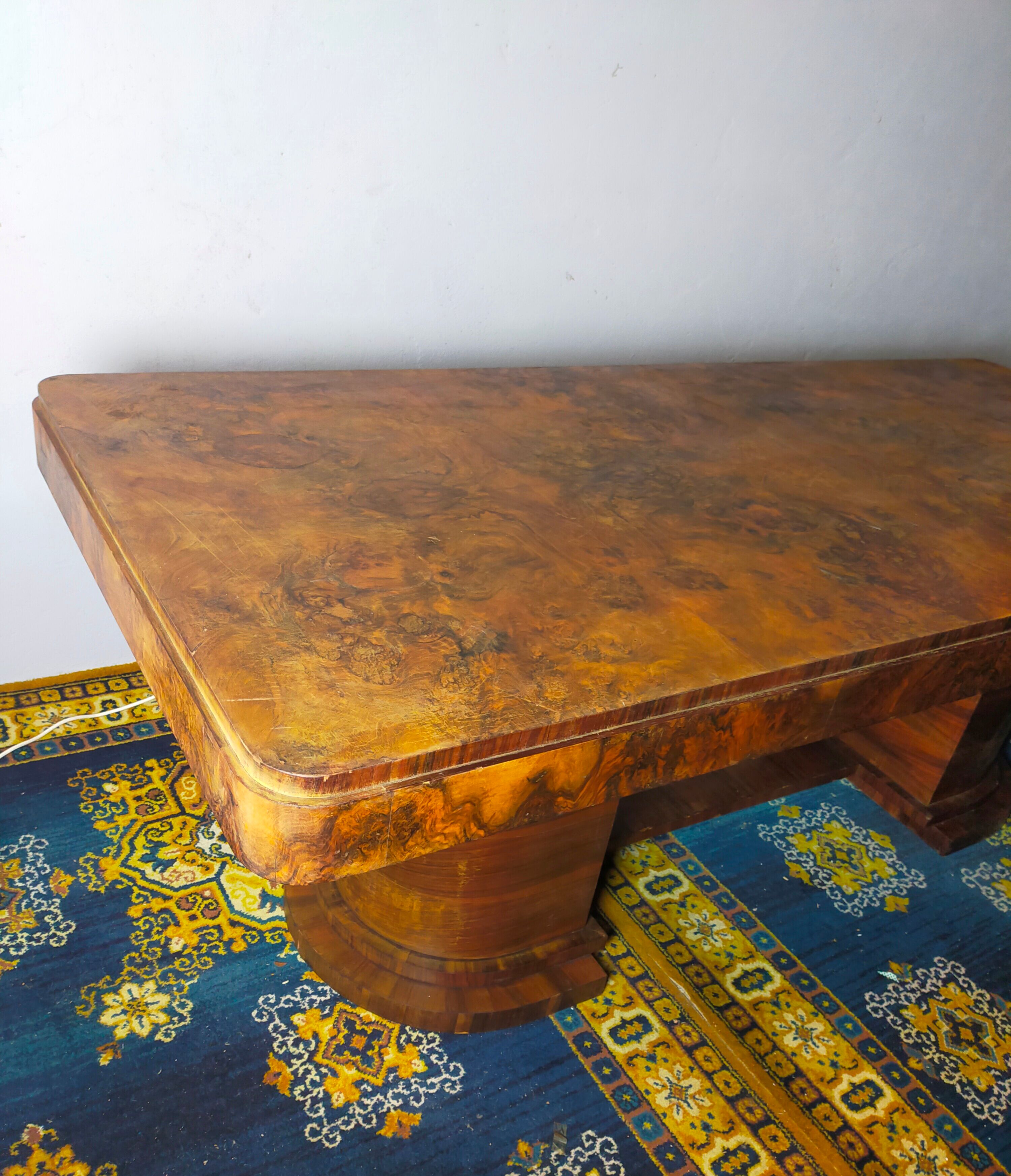 Art deco period table in walnut bramble