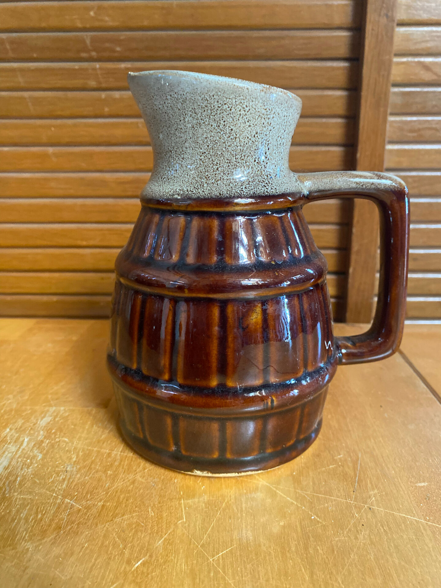 Vintage flamed ceramic barrel-shaped pichet in old style revol 1l #