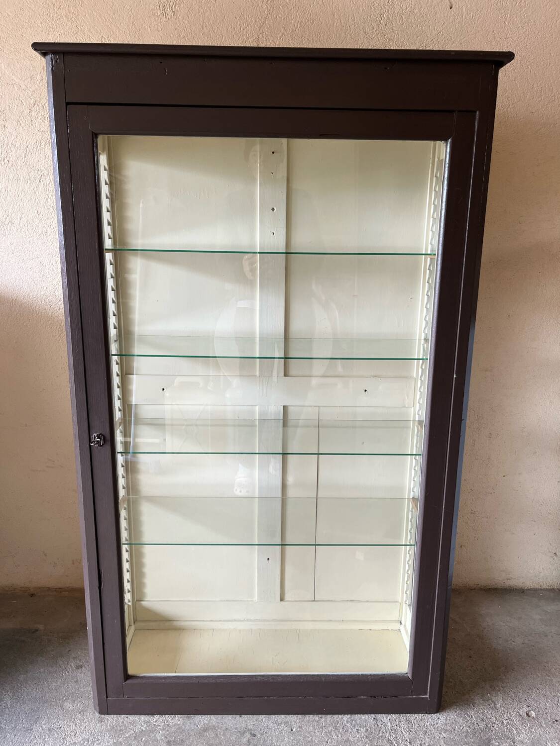 Old wooden glass display case