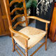 Arts & crafts solid oak ladder back occasional chair with rush seat