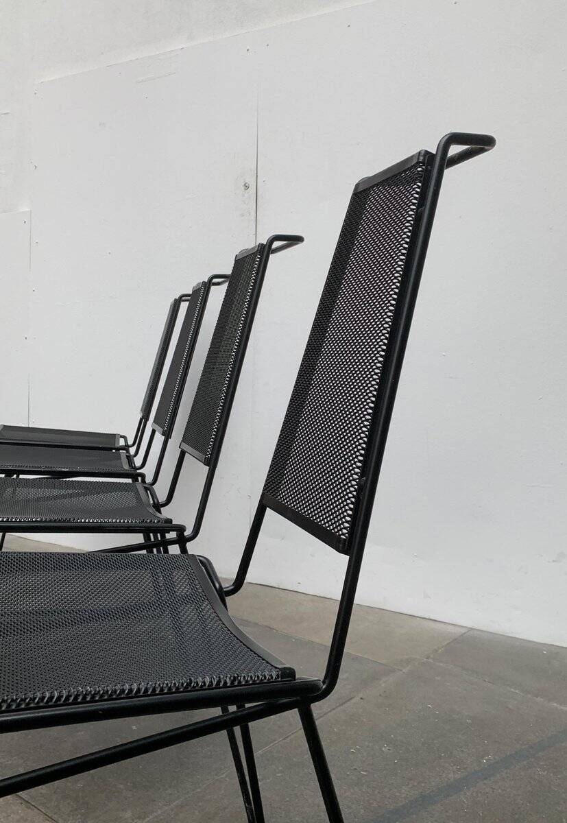 Set of vintage postmodern metal accent chairs by Rolf Rahmlow, 1980s.