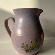 Vintage purple carafe with field flower patterns H:20cm