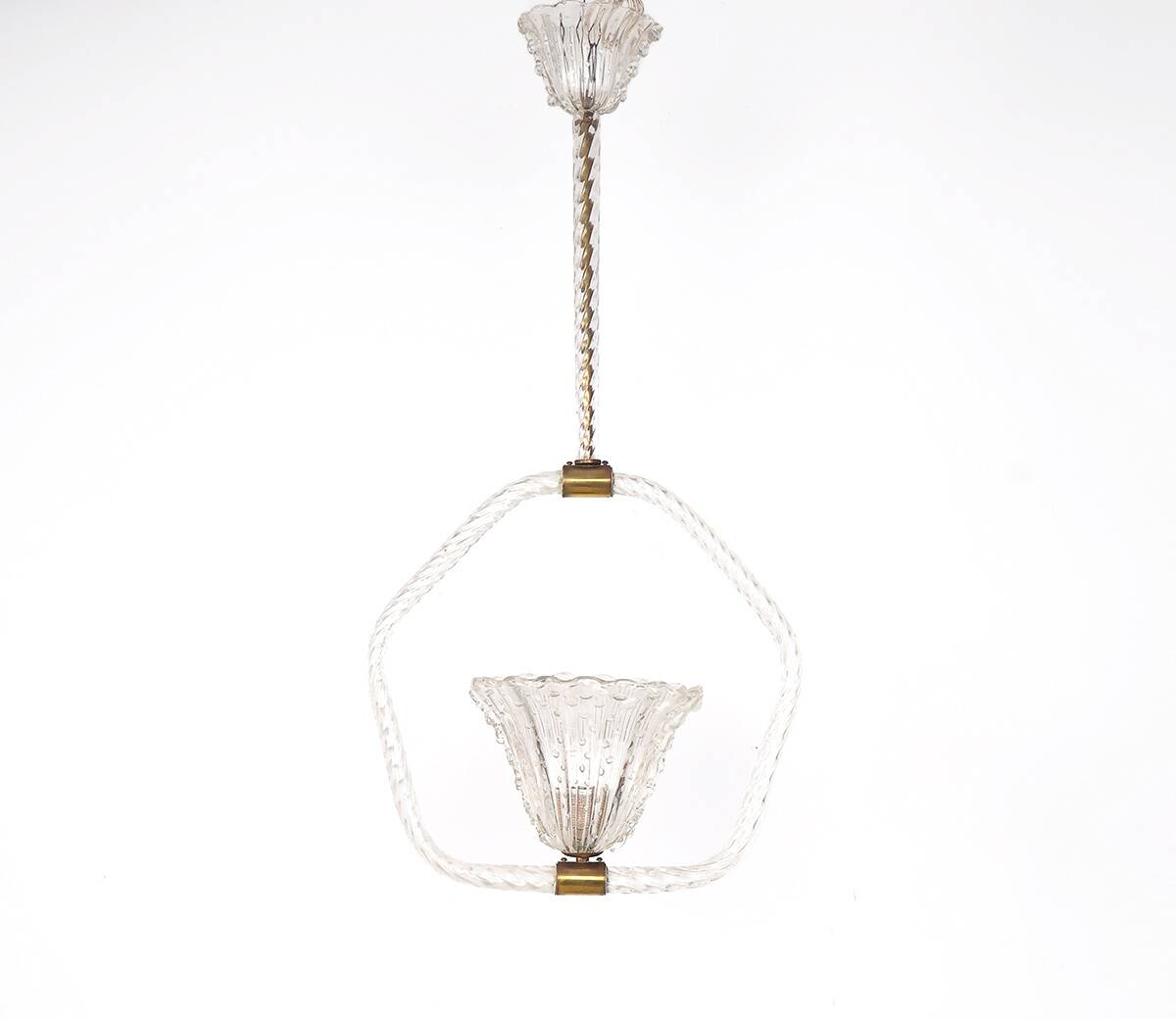 Lampe suspendue en verre de Murano vintage Barovier et Toso, années 1940.