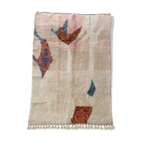 Moroccan Berber carpet Boujaad ecru and pink with colorful patterns 250x160cm