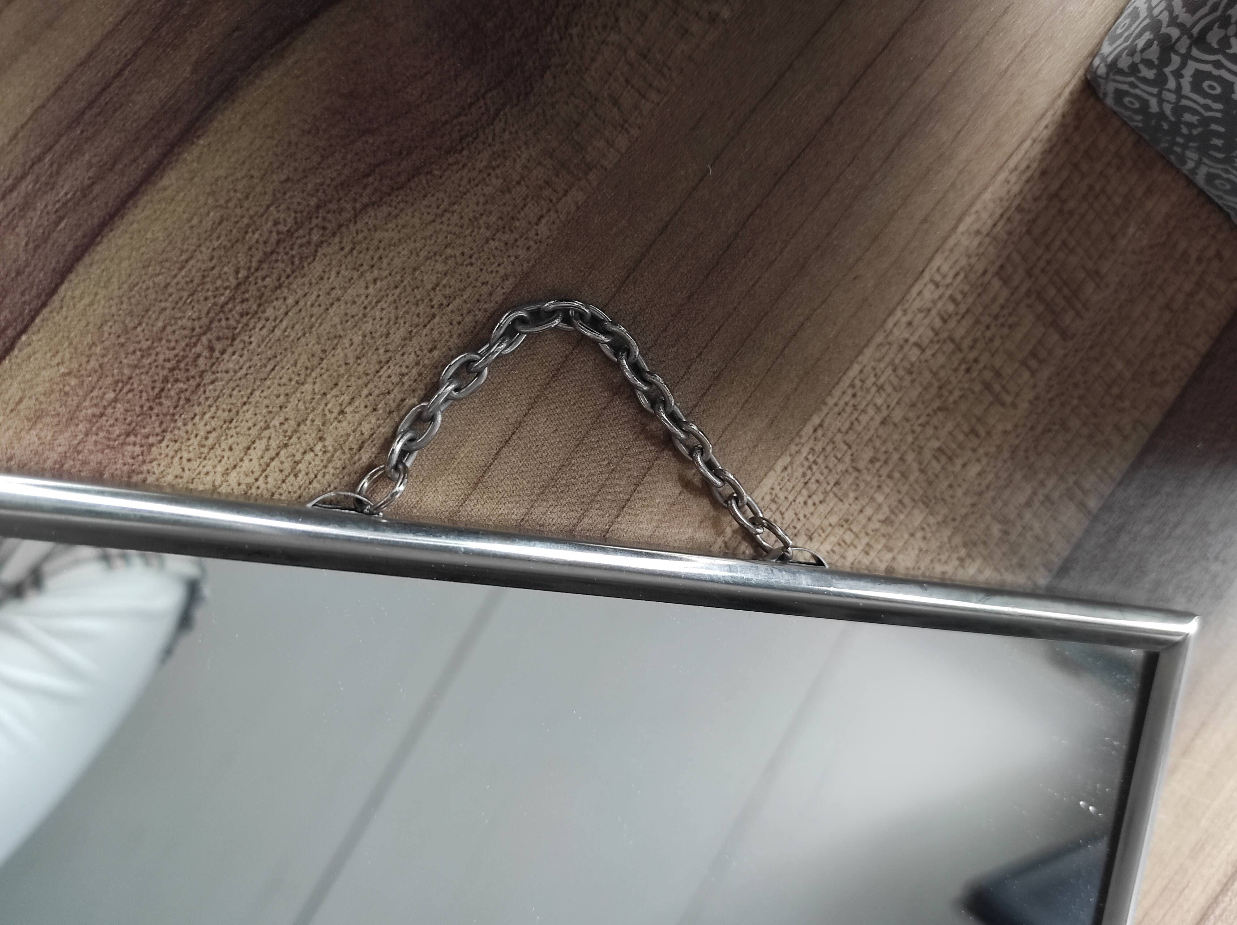 Vintage barber mirror, with chain, Combastel, made in France