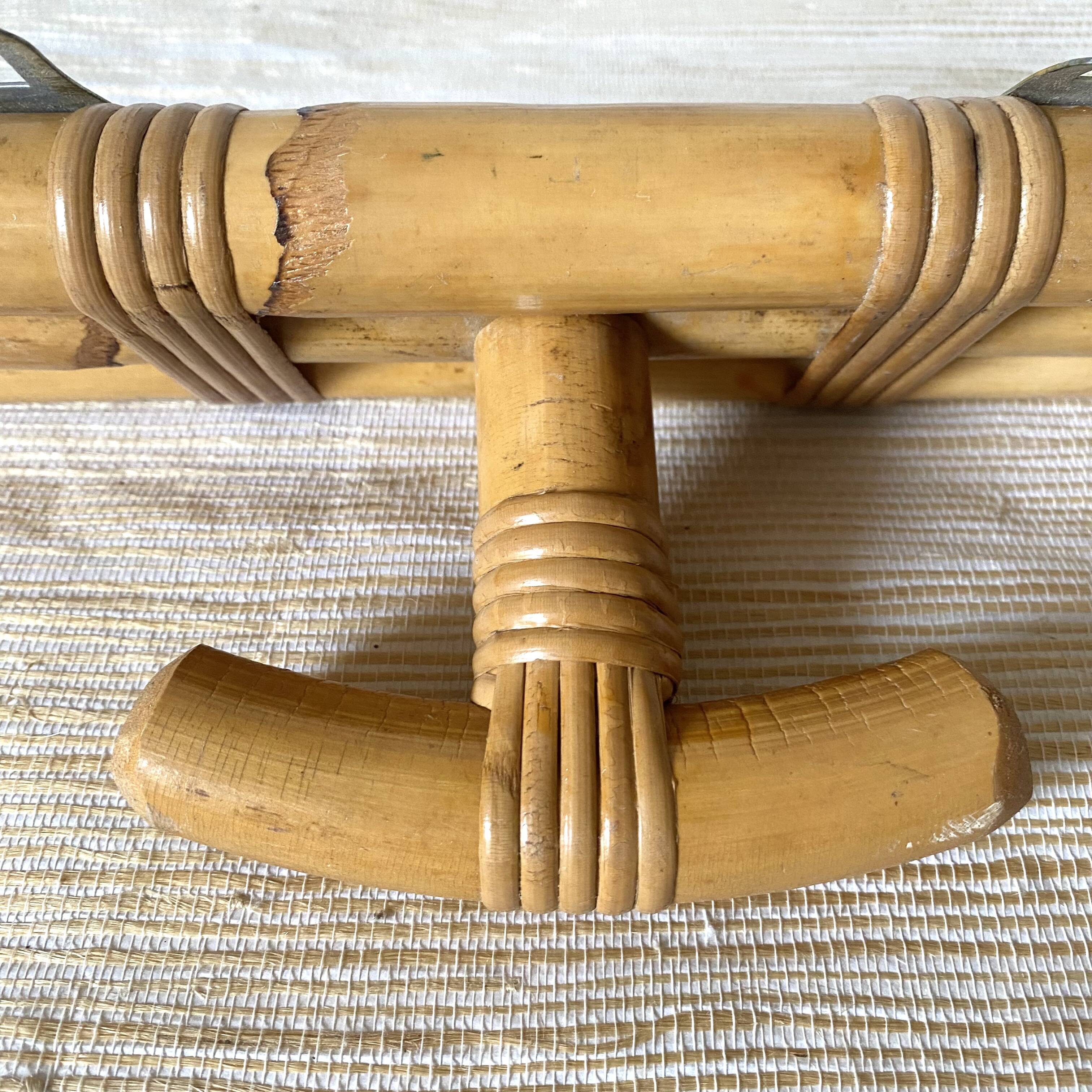Vintage rattan coat rack a hook