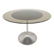 Round tulip table in smoked glass 1970