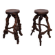 French, Set Of 2 Twisted Grape-vine Roots Bar Stools 1960s