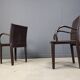 Pair of brown leather armchairs by Arper italy, 1980s