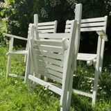 Folding slatted garden armchairs