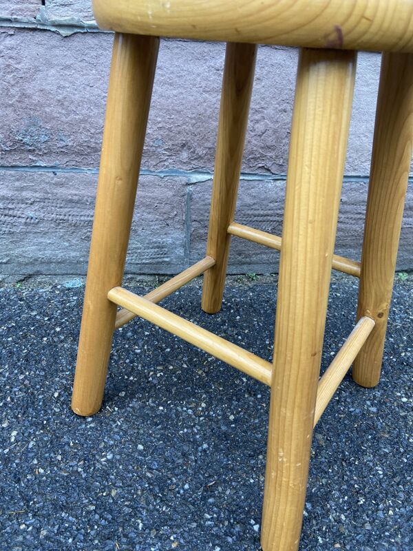 Tabouret en pin vintage
