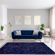 Tapis marocain moderne bleu foncé