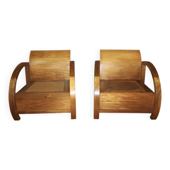 Paire de fauteuils de style Art Déco en Teck