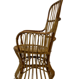 Ensemble de deux fauteuils en rotin du milieu du siècle par Bonacina 1950 Design