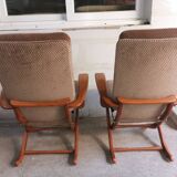 Pair of vintage Scandinavian style relaxation armchairs, adjustable tilt